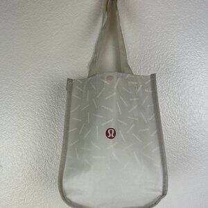 Lululemon Recycled Shopping Tote Reusable Bag White Black Small 12"x9"